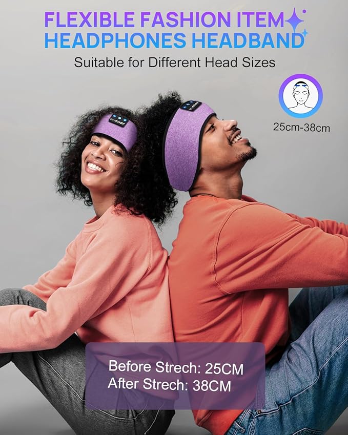 LC-dolida Headband Headphones Bluetooth Headband, Sleep Headphones Wireless Bluetooth with Ultra-Thin HD Stereo Speaker, Sleep Headband Earphones for Workout Yoga Insomnia Meditation Gifts