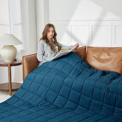 CYMULA Weighted Blanket for Adults (20lbs 60"x80" Queen Size) - Cooling Breathable Heavy Blankets for Summer Winter - Ultra Microfiber Soft Comfort Throw with Glass Beads - Gifts for Men/Women