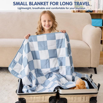 yescool Blue Checkered Weighted Blanket 3 Pounds Plaid Weighted Throw Blanket, Heavy Blanket for Sleeping, Tartan Bed Throw Blanket Gift for 20-40lbs, 36"x48"