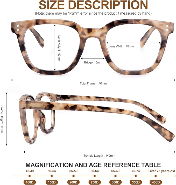 Reading Glasses for Men Women Blue Light Blocking with Spring Hinge, Blocking Readers Anti UV Ray Filter Eyeglasses, Square Computer Reader Glasses, Amber Tortoiseshell, +2.0