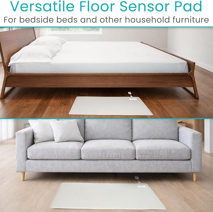 Vive Wireless Floor Alarm by Vive - Motion Sensor Kit for Elderly Dementia Patients - Weight Movement Pressure Pad Detector - Automatic Health Alert System for Mat