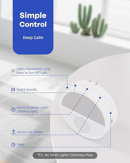 Wall Plug in White Noise Sound Machine for Office Privacy, Sunset Inspiration Baby Sound Machine for Night Feeding, Sleep Machine with Light and 28 Non-Looping Sounds