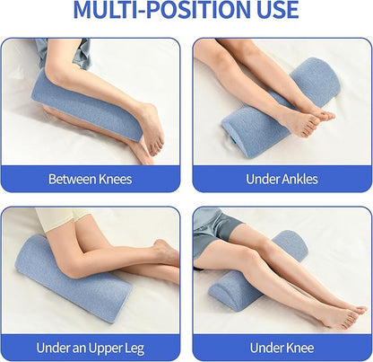 Knee Pillow for Back Sleeping, Memory Foam Leg Pillow for Back Pain, Under Leg Support for Sleeping,Half Moon Bolster Pillow
