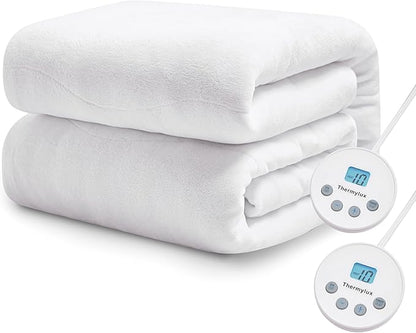 Electric Mattress Pad Queen Size Quilted Wave 10 Heat Settings & Dual Control with 12 Hour Auto Off,Deep Pocket Fits up to 18",Coral Fleece Bed Warmer,ETL Certified Machine Washable,60"x80"