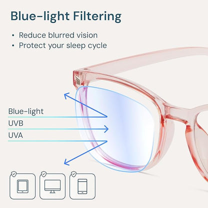 Blue Light Blocking Glasses - Fashion Square Eyeglasses, Anti UV Ray Computer Gaming Glasses Blue Blockers for Women/Men
