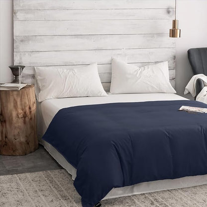 ZonLi 60"x80" Navy Blue Duvet Cover, Oeko-texCertified 100% Cotton, Queen Size RemovableDuvet Cover for Weighted Blanket