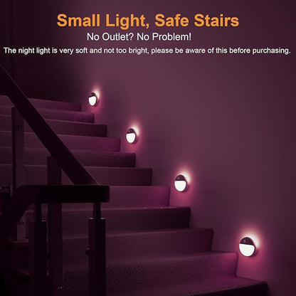 2 Pack Pink Battery Night Light, Motion Activated Night Light, 2.6" Small Sticky Lights, 3 Light Modes, Dimmable Soft Glow for Bedroom, Nursery, Baby, Kids, Sleep, Soothing Fear of The Dark