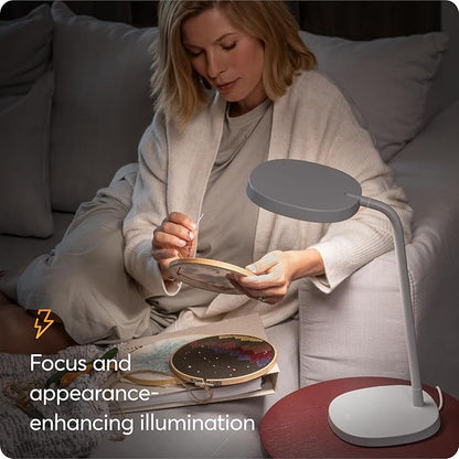 Lumie Task - 10,000 Lux Adjustable Bright Light Therapy Desk Lamp for Mood and Energy Boost and Winter Blues Relief, Crystal Clear Illumination and Maximum Visual Comfort - White Mist