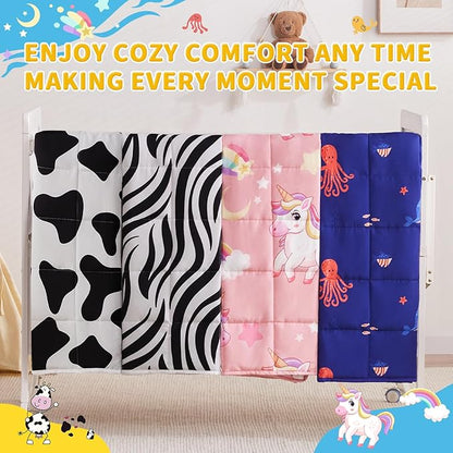 anfie Weighted Blanket Kids Cooling Blanket for Sleeping(36''*48 3lbs),Throw Size Breathable Blanket with Premium Glass Bead(Pink Unicorn)