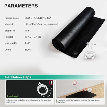 Grounding Mat for Sleep, Energy, Pain Relief, Inflammation, Balance, Wellness. Earth Connected Therapy. Indoor Grounding at Home, Office, Work. 15 Foot Cord Included,16 * 24 in