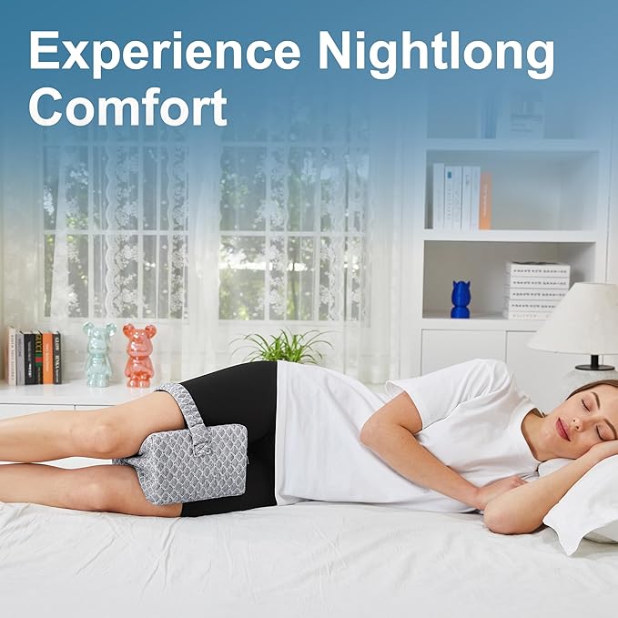 Knee Pillow for Side Sleepers, Leg Pillow for Sciatica, Back, HIPS, Knees, Joints Pain Relief,Pillows for Between Legs While Sleeping Spine Alignment Support & Relieves Pressure