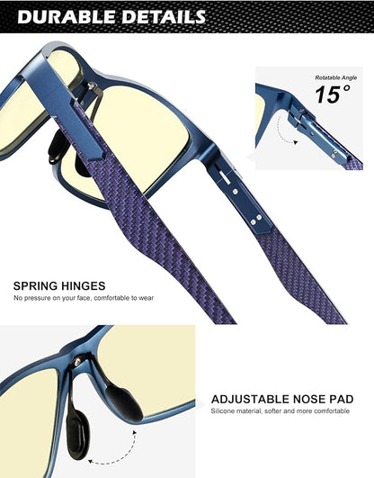 ANYLUV Blue Light Blocking Glasses Men Computer Gaming Glasses Lightweight Al-Mg Metal Anti Eyestrain Eye Protection