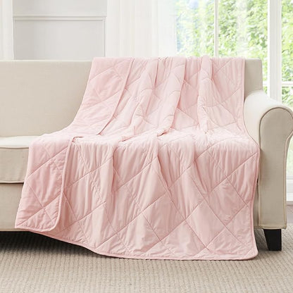 Cozy Bliss Cooling Throw Blanket for Hot Sleepers 50"x70", Q-Max 0.45 Cooling Comfort, Cold Blankets for Night Sweats Sleeping, Ultra-Cool Lightweight Breathable Summer Blanket for Couch Bed, Pink