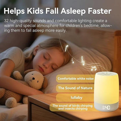 Sound Machine White Noise Machine with 32 Soothing Sounds, Bluetooth Speaker Alarm Clocks for Bedrooms with Wake up Light, Night Light for Kids, App Control Birthday Gifts for Teenage Girls Boys Women
