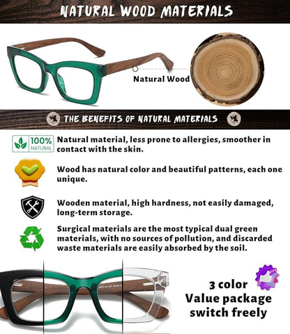 Hubeye Oprah Style Reading Glasses for Women Men Blue Light Blocking Computer Square Readers with Spring Hinge