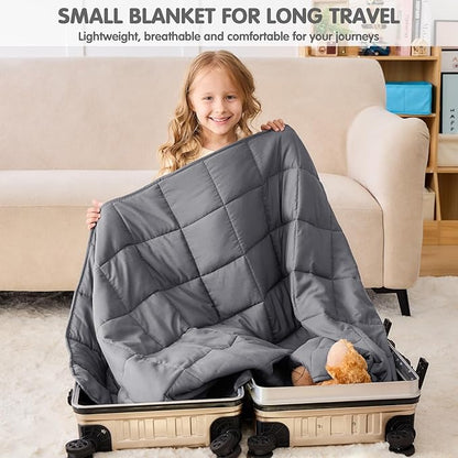 yescool Weighted Blanket 5 Pounds Cooling Weighted Lap Blanket, Grey Heavy Blanket for Sleeping, Weighted Throw Blanket Gift for 40-60lbs, 36"x48"