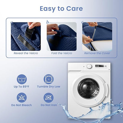 Sasttie Wedge Pillow for After Surgery, Adjustable Bed Wedge Pillow Headboard for Acid Reflux, Sleeping, Neck & Back Support, with Removable Cover, Navy