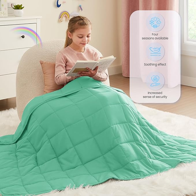 HOSUKKO Weighted Blanket - 5 lbs Green Heavy Blanket - Breathable Blanket(36 * 48 inches, 5 lbs)