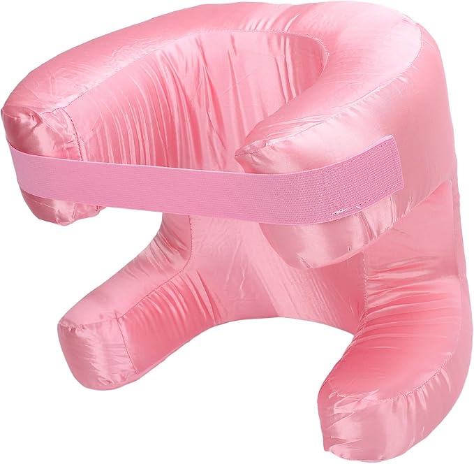 Memory Foam Face Pillow, Ergonomic Design, Silk Fabric Beauty Pillow for Back Sleep Training Pillow, Memory Foam Support, Soft Cushioning, Suitable for Comfortable Sleep (Pink)