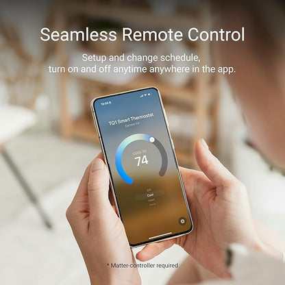 Lux TQ1 Smart Thermostat for Home, Programmable WiFi with Matter Protocol for Temperature Control, C-Wire or Power Bridge Required - Works with Apple Home and Google Home - termostato inteligente wifi