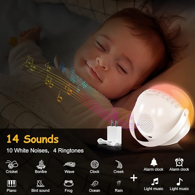 Alarm Clock for Kids, Bluetooth Music Player&Digital Clock, Sleep Sound Machine for Kids Bedroom, Kids Alarm Clock Sleep Trainer with Wake up Light, Ok to Wake Clock for Kids