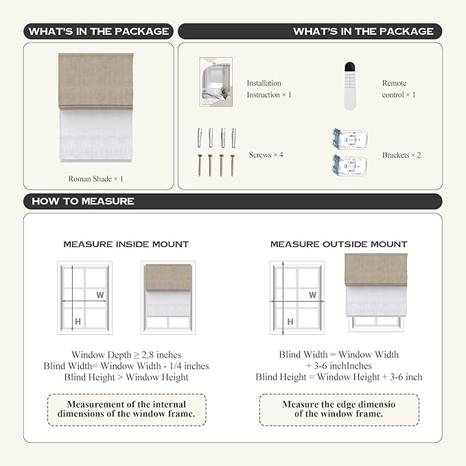 Motorized Day Night Roman Shades with Remote, Cordless Smart Blackout or Light Filtering Double Roman Blinds, Automatic Window Blinds for Home, Office, 43" W x 64" H