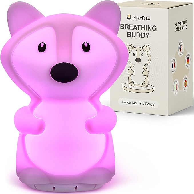 Speaking Breathing Lamp with Guided Meditation & Calming Light | Stress & Anxiety Relief Tool for Adults & Kids | Box Breathing, Sleep, Relaxation & Focus Exercise Device | Self Care Gift