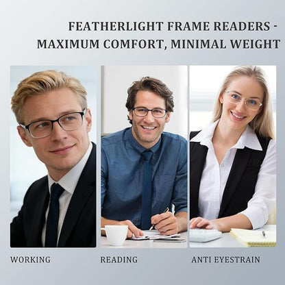 AQWANO 3.0 Reading Glasses Men Women Computer Blue Light Blocking, 3 Pack Lightweight TR90 Flexible Frame Comfort Durable Readers Glasses