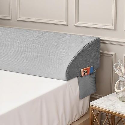 DUMOS Bed Wedge Pillow for Headboard & Mattress Gaps, 54-inch Long - Supportive Wedge Pillow with Side Pockets, Bed Wedge for Back Pain Relief, Reading & Sleeping, Removable Washable Cover