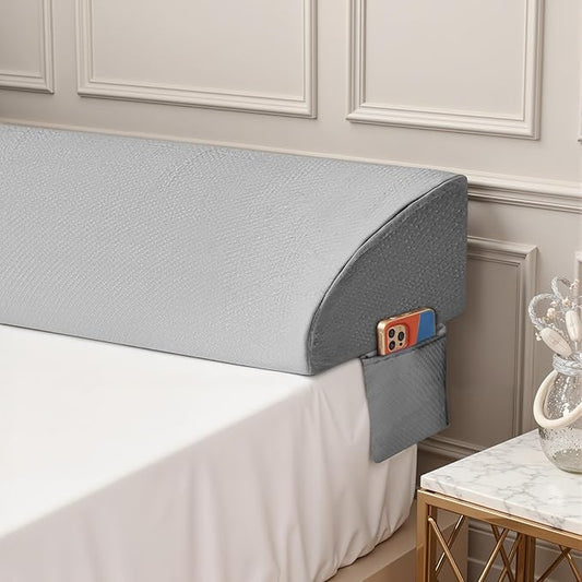 DUMOS Bed Wedge Pillow for Headboard & Mattress Gaps, 59.8-inch Long - Supportive Wedge Pillow with Side Pockets, Bed Wedge for Back Pain Relief, Reading & Sleeping, Removable Washable Cover