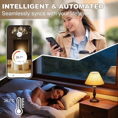 HEATIT Programmable Thermostat, WiFi Smart Thermostat for Electric Radiant Floor Heating with Touchscreen, 85V-265V Wide Voltage Range, Dual Sensing, Black
