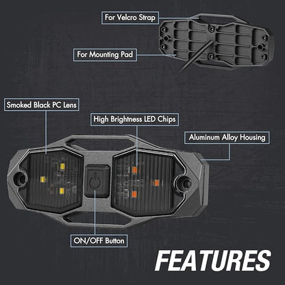 ACEC SHOP UTV Dome Light - White/Amber, Universal Roll Bar Mount LED Lights Utility Roll Cage Light Interior Dome Light Bar Cab Lights for UTV Polaris ATV RZR Can-Am SxS Pionner Talon Kawasaki