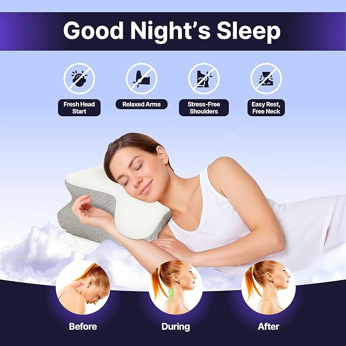 Cervical Neck Pillow, Protect Your Sleep Quality with Memory Foam, All Night Side Sleeper Pillow, Deep and Quality Sleep for Cooling Pillow