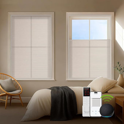 ZSTARR Motorized Skylight Shades Blackout Cellular Honeycomb Electric Blinds with Solar Panel Cordless Rechargeable with Remote for Roof and Slanted Windows Custom Size (LF Mercury Ash)