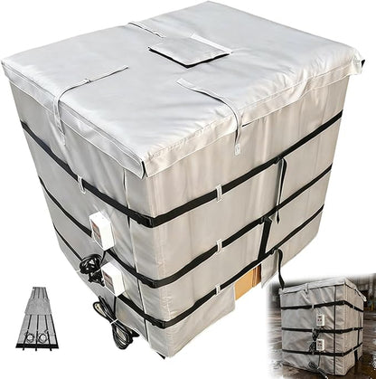 IBC Tote Heating Jacket, IBC Tote Winter Blanket, 1000L, Smart Temperature Control up to 200°C, IBC Tote Blanket with Thermostat, for Petroleum, Chemical, Food Processing Grey