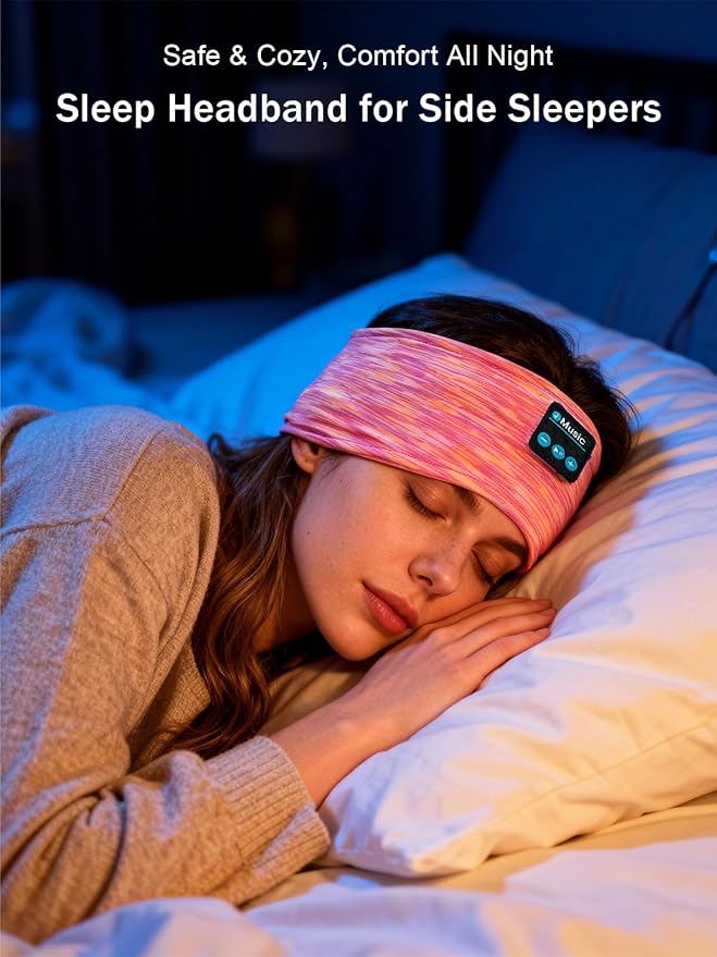 Sleep Headband Headphones, Bluetooth Headbands with Ultra-Thin Speakers for Side Sleepers, Wireless Music Headbands for Sleep, Sports, Travel & Focus, Ideal Gift for Men Women Teens