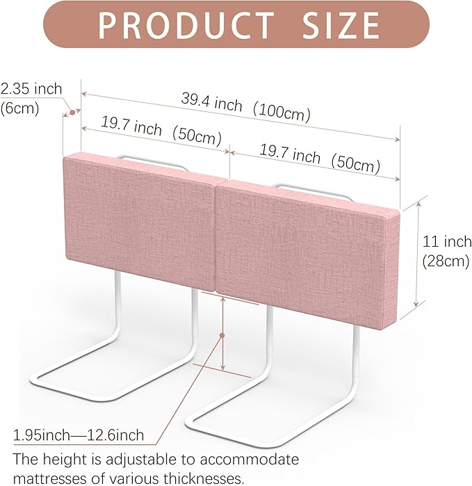 Bed Rail Bumpers for Toddlers, Foam Padded Bed Barrier for Kids Safety, Adjustable Bed Side Guard Rails for Old Dogs, Bunk, Twin, Queen & King, Full Size Beds (Pink, 2Packs)