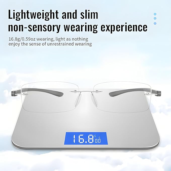 Bhigh 2 Pack Reading Glasses Blue Light Reading Glasses men's reading glasses for women Frameless Computer Reading Glasses