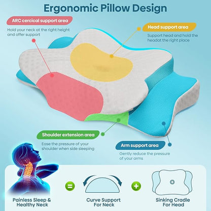 Cervical Pillow for Neck & Shoulder Pain Relief Sleeping - Ergonomic Contour Pillows - Memory Foam Pillow for Side, Back & Stomach Sleepers