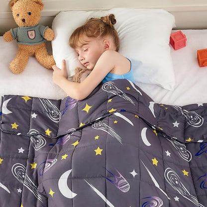 yescool Star Weighted Blanket 5 Pounds Cooling Weighted Lap Blanket, Galaxy Moon Heavy Blankets for Sleeping, Weighted Throw Blankets for 40-60lbs, 36"x48"