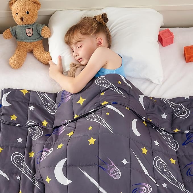 yescool Star Weighted Blanket 3 Pounds Cooling Weighted Lap Blanket, Galaxy Moon Heavy Blanket for Sleeping, Weighted Throw Blanket Gift for 20-40lbs, 36"x48"