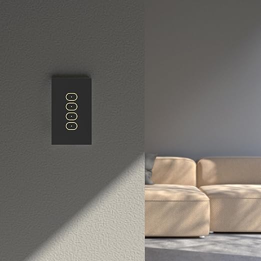 LIFX Smart Switch – in-Wall 4-Button Light Switch with App & Voice Control, Schedules, Soft Switching for Smart & Standard Lights, Haptic Touch, Backlit Design, SWAU2G4BL