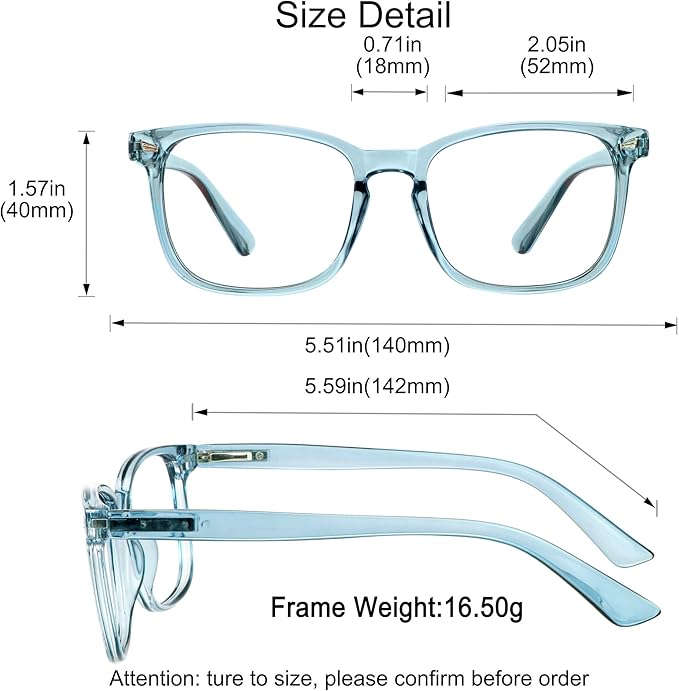 YEIN Progressive Multifocus Reading Glasses, Spring Hinge Blue Light Blocking Glasses for Women Men, No Line Multifocal Readers with Clear Lenses (+0.00/+2.50 magnification)