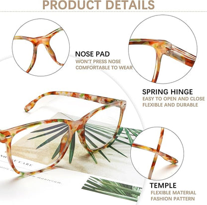 CLASAGA Progressive Multifocus Reading Glasses for Women, Pattern Print Blue Light Block Stylish Ladies Computer Readers