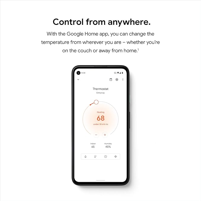 Google Nest Smart Thermostat for Home, Programmable WiFi Thermostat - Fog (Renewed)