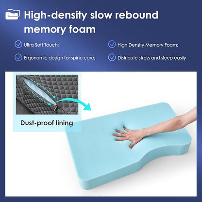 Leg Pillow for Side Sleepers, Memory Foam Knee Pillow for Side Sleeping, Leg Elevation Pillow for Hip/Back/Sciatica Pain Relief Helps Spine Alignment -13"x19" (Grey, S)
