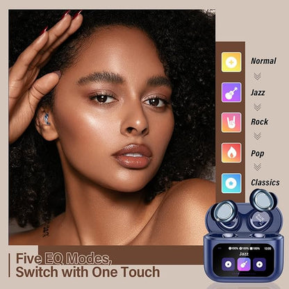Sleep Earbuds Bluetooth 5.4 in Ear Touch Screen Sleep Headphones, Small Design Mini Sleep Earbuds for Side Sleepers with Sleep Mode, 48H Playtime Sleep Earphones Clear Calls, 5 EQ Modes, Blue