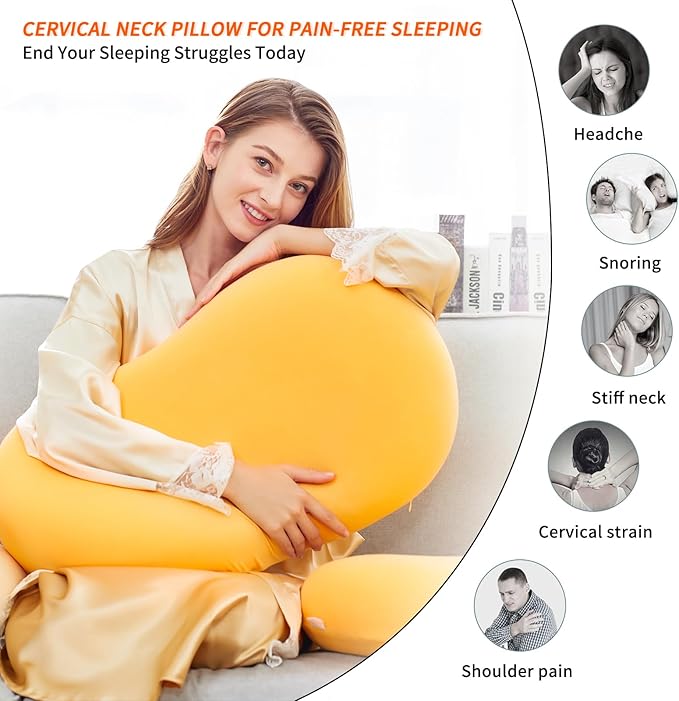 Memory Foam Pillows for Side Sleepers, 28 x 16 Ergonomic Contour Neck Support Pillow for Neck and Shoulder Pain Relief Sleeping, Orthopedic Bed Pillow for Back/Stomach Sleepers