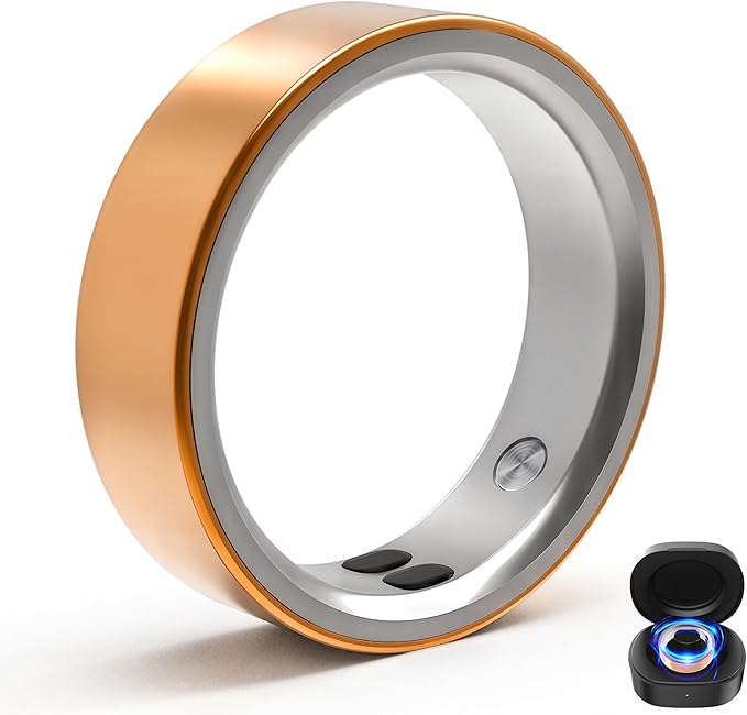 Smart Rings for Women Men,Sleep Tracking Wearable,Fitness Tracker Ring with Step/Heart Rate/Blood Oxygen/Distance/Calorie,Clock Vibration,No Subscription Fee,5ATM Waterproof, iOS&Android(Rose Gold11)