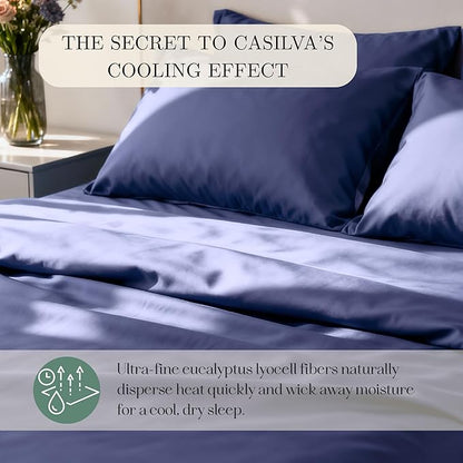 Eucalyptus Sheets - Infused with Silver for Anti-Odor, Softer Than Silk Fibers, More Cooling Than Cotton - Perfect for Hot Sleepers & Sensitive Skin - 100% Tencel Lyocell - Cali-King Sheet Set